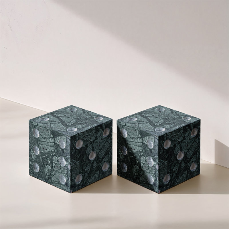 Dice Marble Abstract Figurines & Sculptures, Green