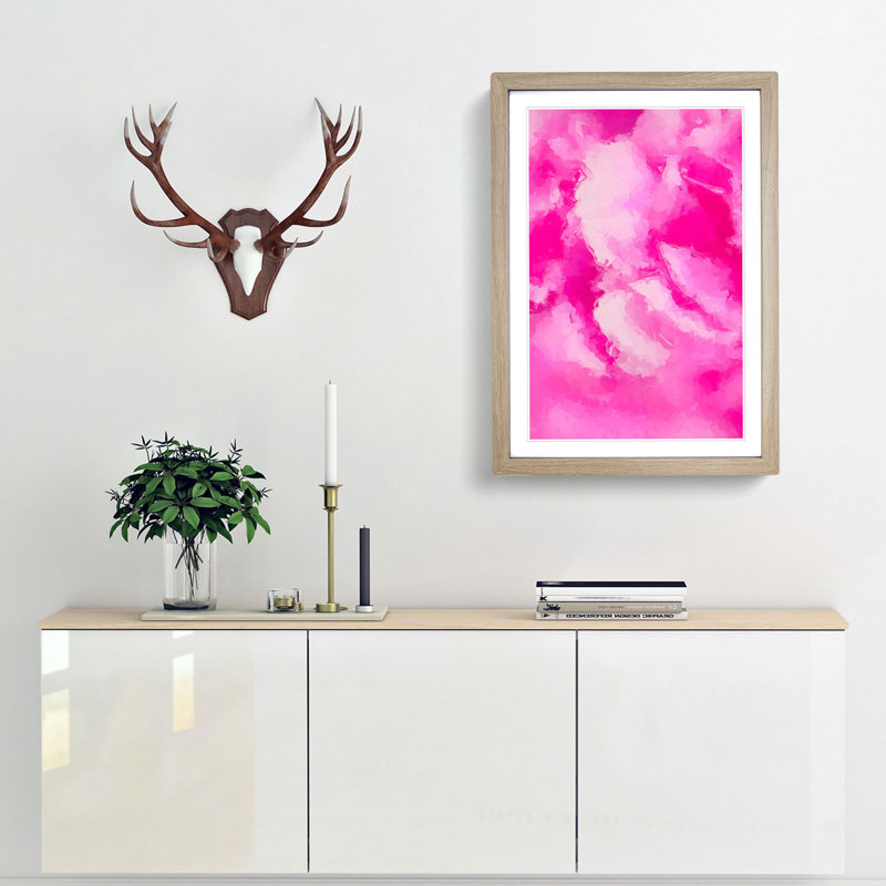 Pink Petals in Bloom - Framed Print, 91cm H x 60cm W x 2cm D, Oak