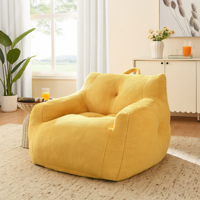 Bean Bag Chair With Armrests And Carry Handle, Orange