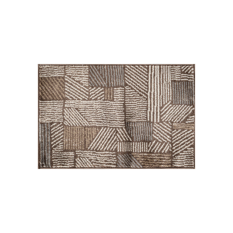 Rambo Geometric Black/Ivory Area Rug, Rectangle 2' x 3', Brown