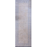 White And Blur Color Antique Indian Allover Geometric Cotton Agra Gallery Rug