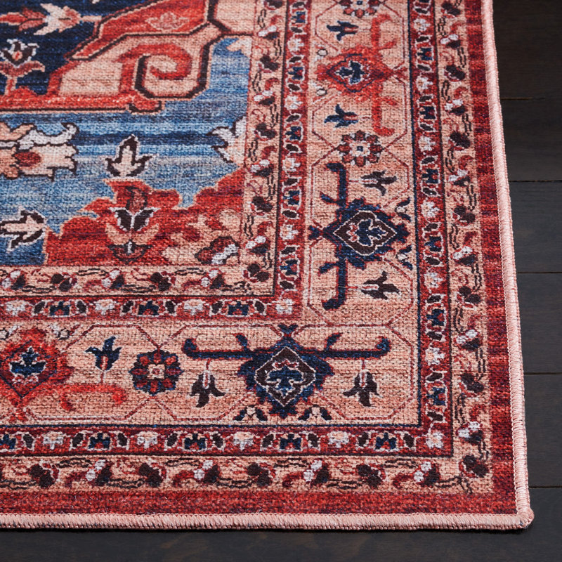 Tapis oriental rouge / beige Chenard, Rond 6 pi 7 po
