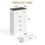 Commode de style champêtre à 5 tiroirs, 70 cm de largeur, grand coffre de rangement pour chambre, salon, entrée, blanc