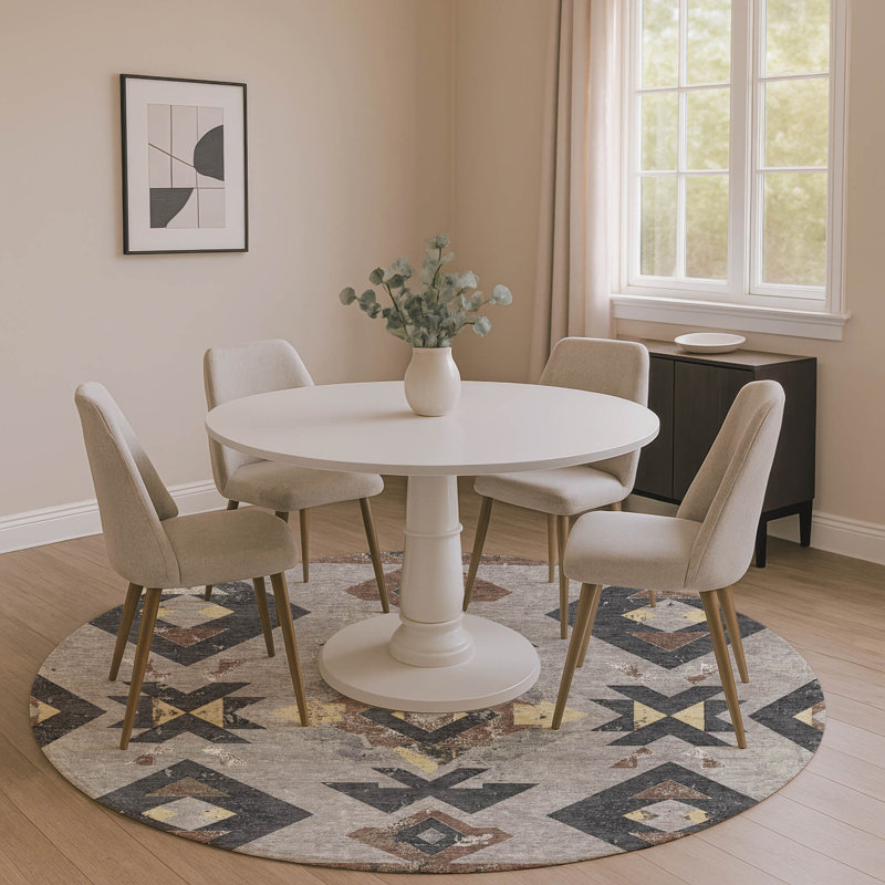 Premium Machine Washable Fairwood AMF1882 Aztec Rug, Round 8'
