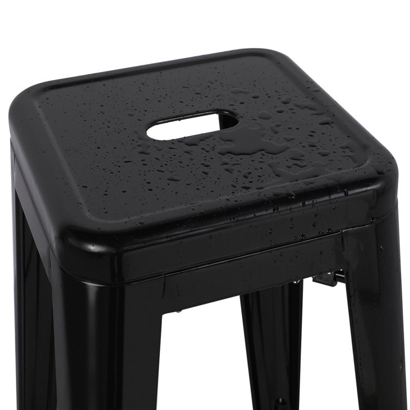 Winfred Counter Stool with Metal Frame, Black, Bar Stool (30” Seat Height)