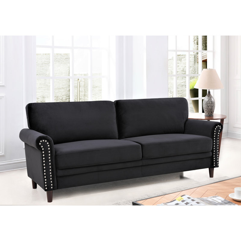 Reedsburg 79.5'' Velvet Sofa, Black Velvet