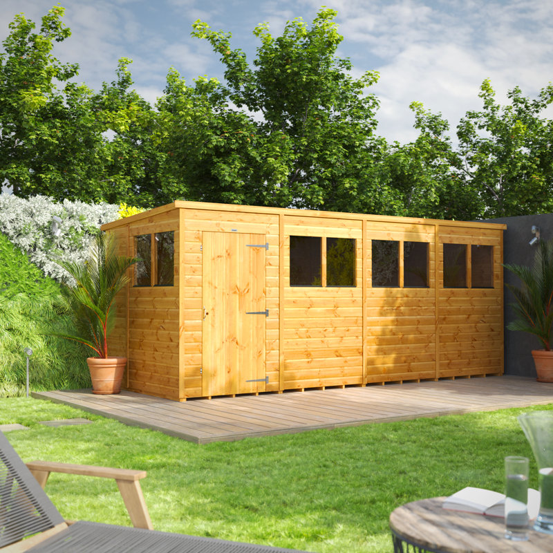 Powersheds 16 x 6ft Timber Tongue & Groove Pent Garden Shed