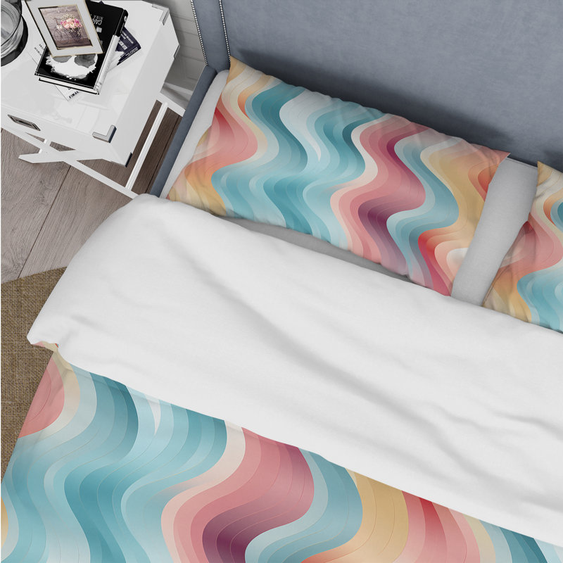 Ensemble de housse de couette à rayures multicolores, Housse de couette pour très grand lit et 2 très