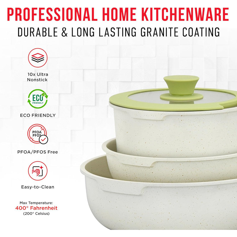 Bakken-Swiss 15-Piece Green Granite Non-Stick Cookware Set