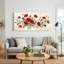 Art sur toile, coquelicots rouges et chardons bleus sur fond crème-133893558