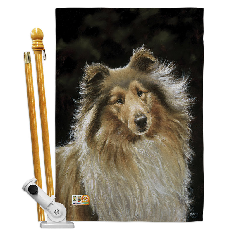 Polyester 40 x 28 po collie 2 côtés ensemble de drapeau