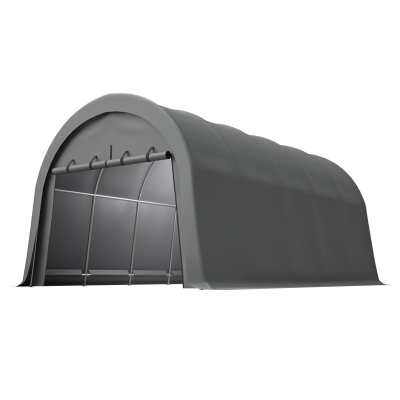 Abri d'auto robuste en acier 12 x 20 pi avec cadre renforcé, abri de véhicule extérieur gris