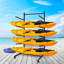 Support de rangement réglable et robuste pour kayaks avec roulettes - Support autoportant pour le garage ou l'extérieur - Sécurisé pour les kayaks, les canots, les planches de surf, les planches à pagaie - Patins en EVA antidérapants, fabrication durable
