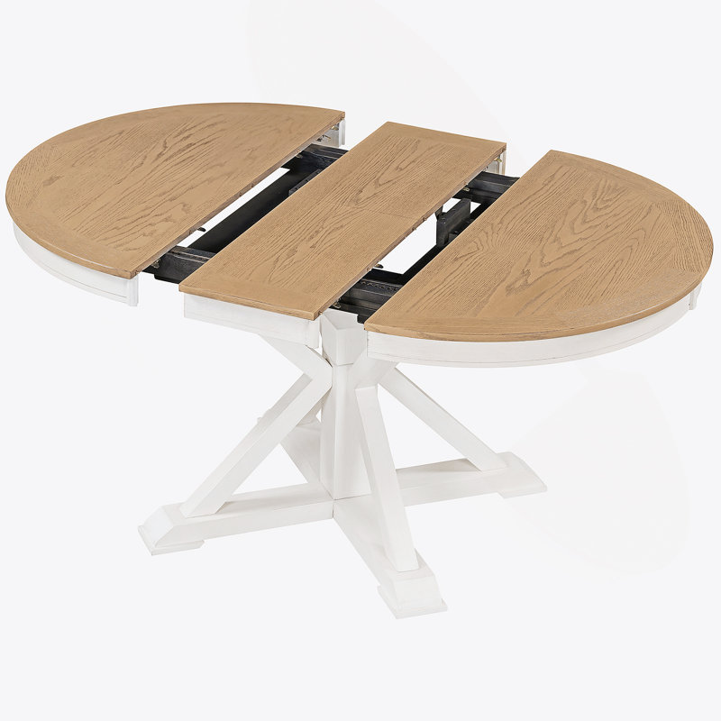 Table de salle à manger extensible fonctionnelle avec rallonge pour la salle à manger et le salon, Bois de chêne naturel