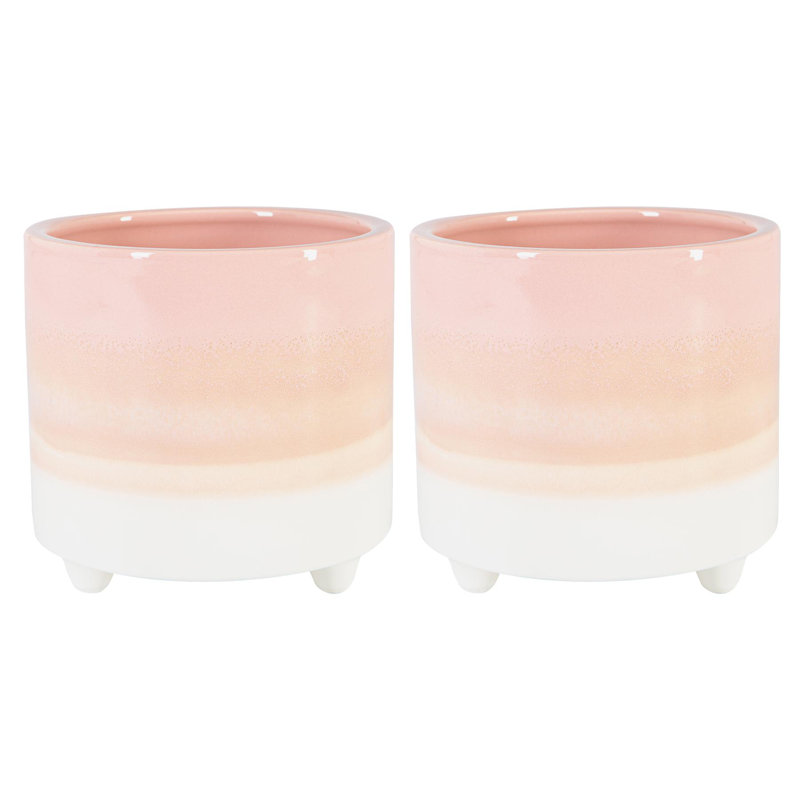 Ceramic Pot Planter, 13.5cm H x 14cm W x 14cm D, Pink