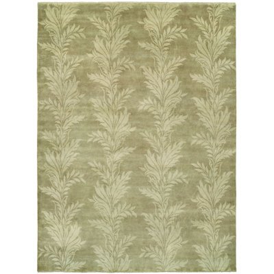 Wool Floral Area Rug in Beige