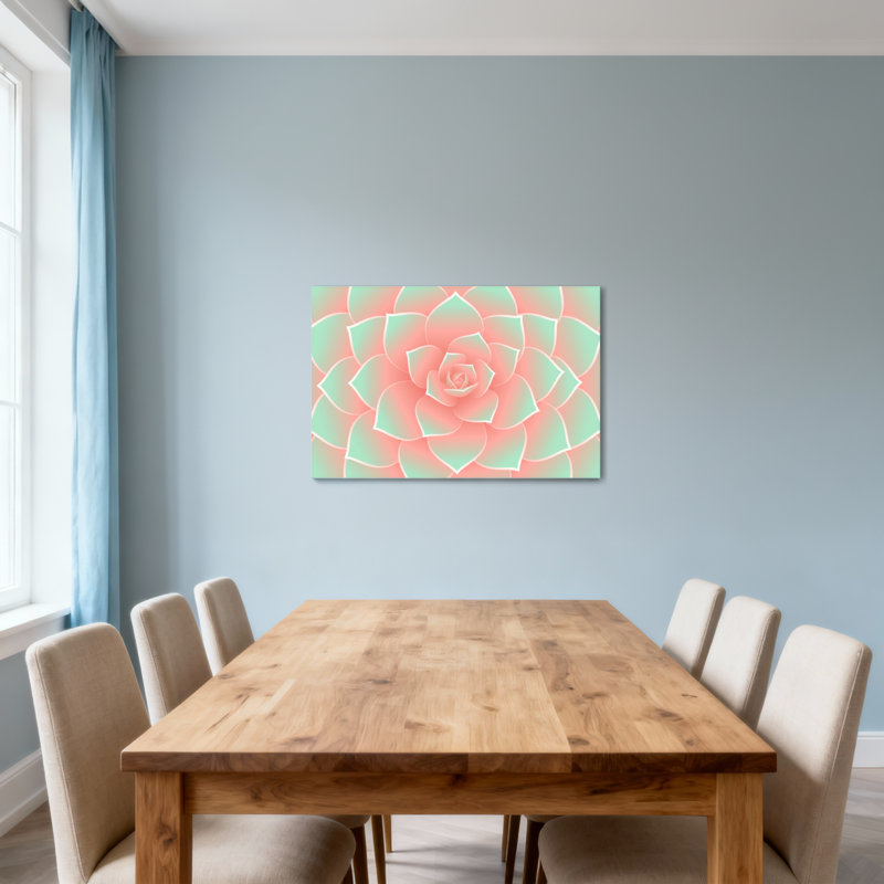 Plantes et fleurs motif géométrique de fleurs dans des couleurs pastel, H 28 po x l 40 po
