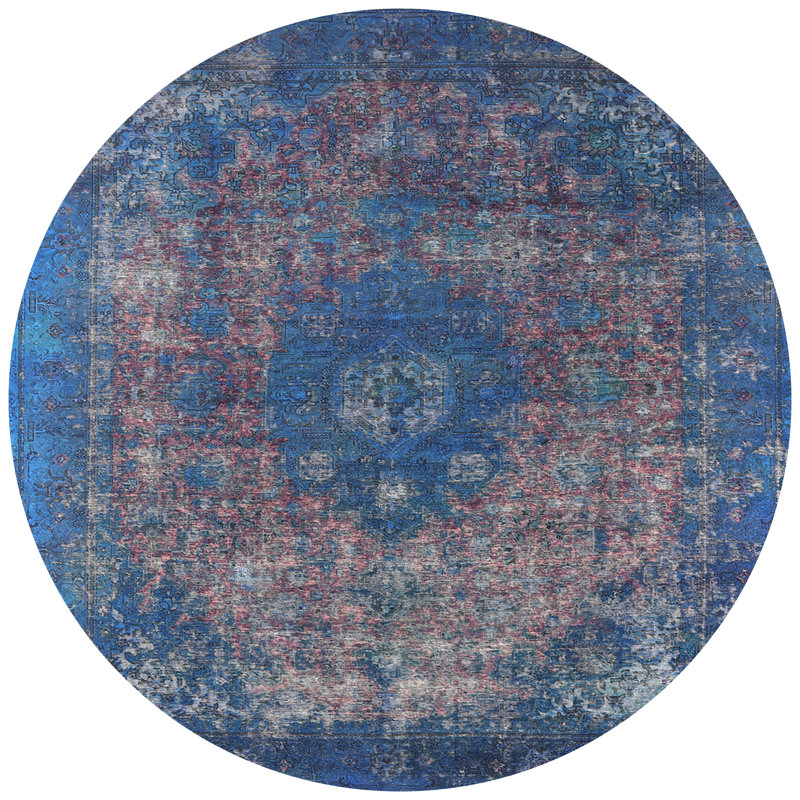 Tapis oriental bleu, Rond 8 pi