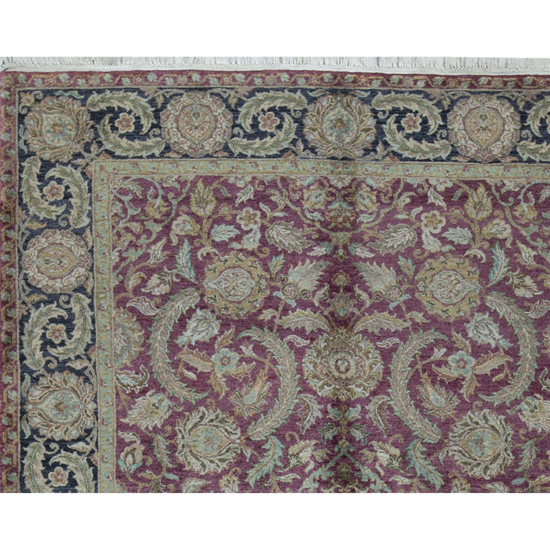 Suruchi Wool Oriental Area Rug in Purple/Black, Rectangle 4'2" x 6'5"
