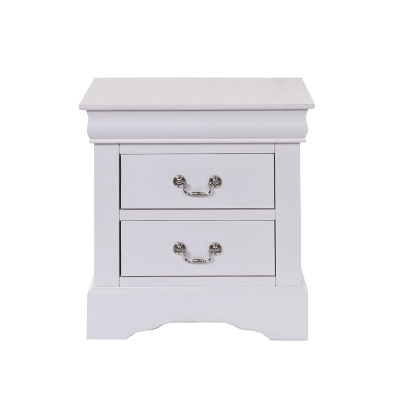 Table de chevet blanche 2 avec construction en pin pour le confort de la chambre à coucher et un attrait solide