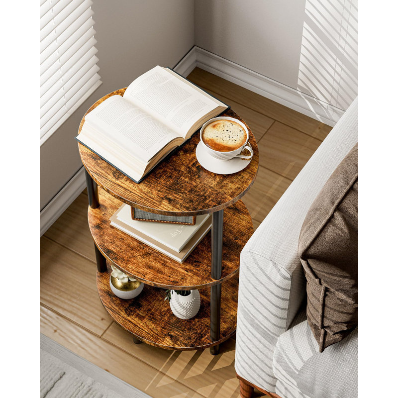 3 Tier Round End Table with Storage Shelves