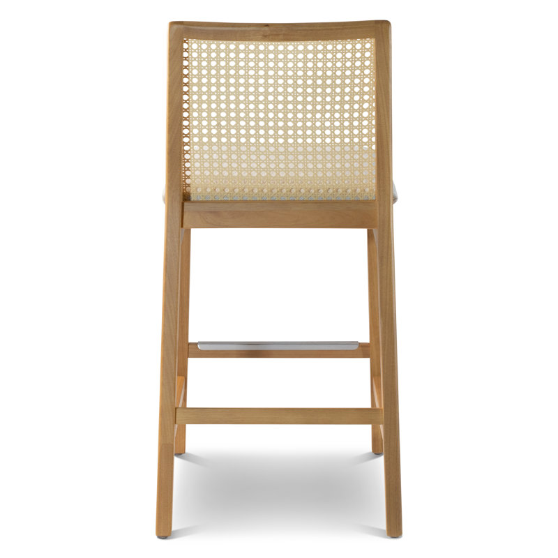 Modern Brazilian Nardia Cane Bar Stool, Light Gray/Domasco/Natural, Bar Stool (29.5" Seat Height)