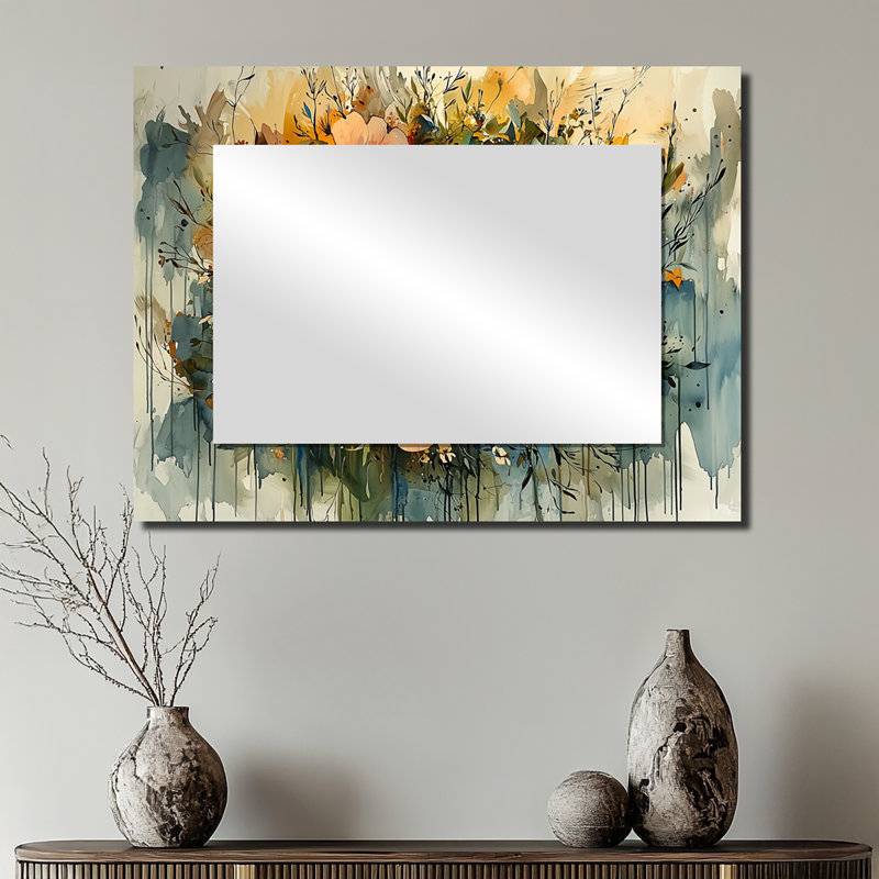 Couronne de perles symphonie II - art mural miroir décoratif floral - imprimé sur métal, 24 po x 32 po