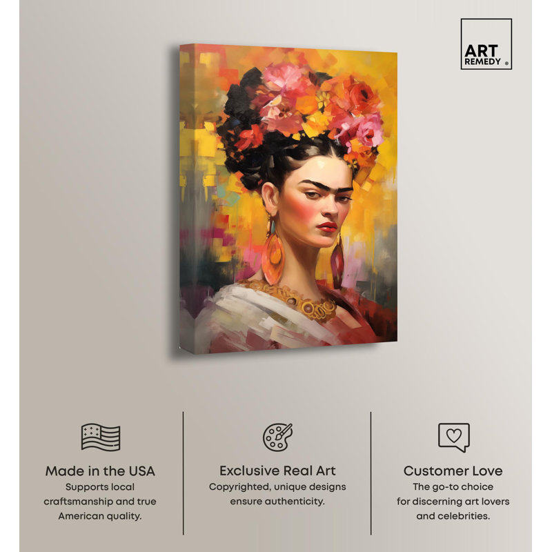 Vibrant Floral Crown Portrait Canvas Art, 30" x 20"