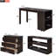 Lit mezzanine basse avec armoire, tablettes et bureau portable roulant, lit multifonctionnel-2029748000