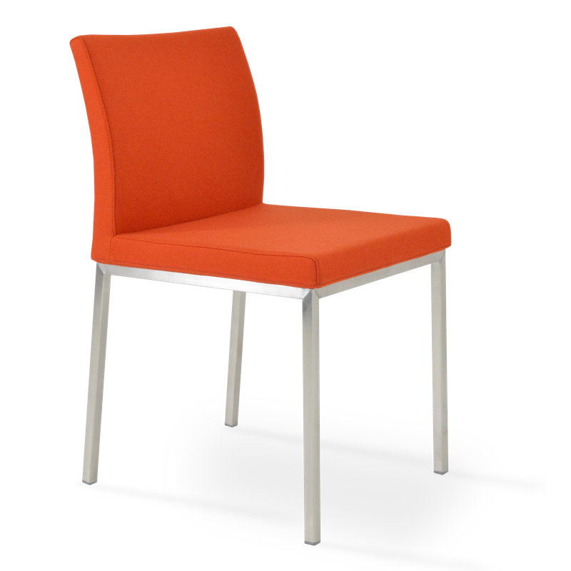 Chaise d'appoint en métal Aria, Chrome, Laine orange