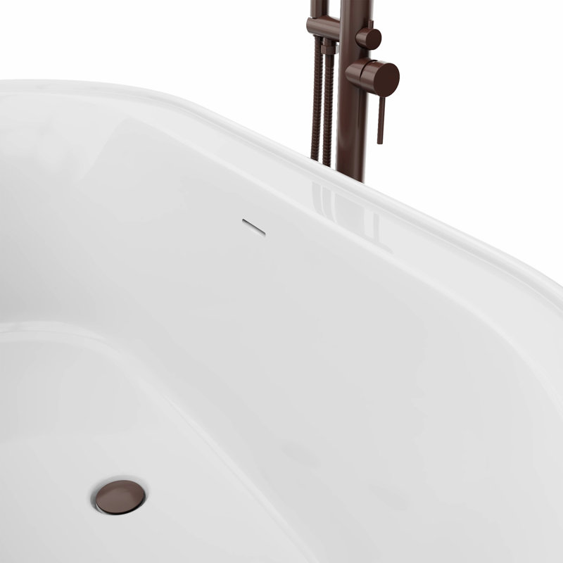 Encore 65-3/4 in. L x 34-1/4 in. W x 23-1/8 in. H Freestanding Acrylic Bathtub, Oil Rubbed Bronze