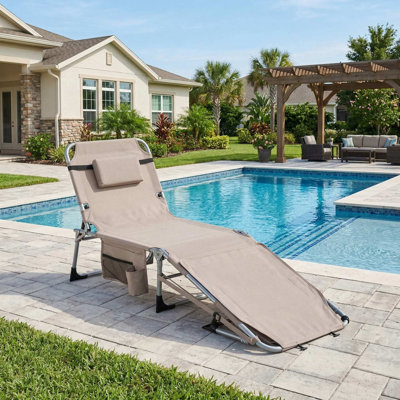 Portable Outdoor Tanning Sunbathing Chair With Face And Arm Cutout Holes For Beach Poolside Backyard Relaxation Use