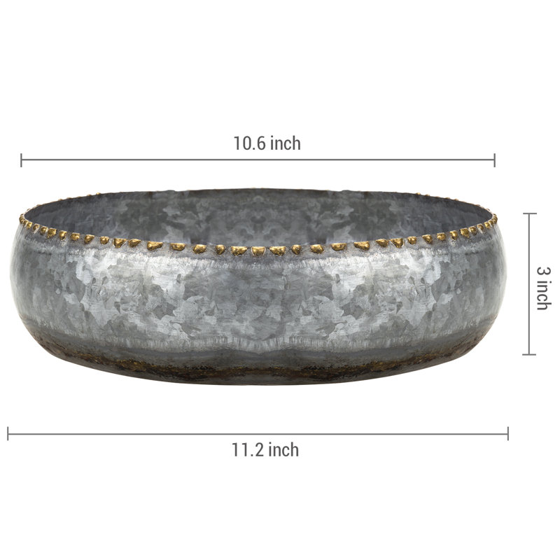 27.9 cm Galvanized Silver Metal Round Planter