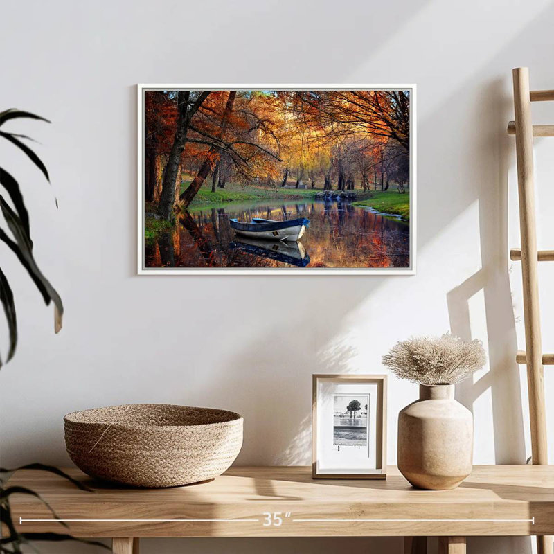 Bateau Autumn Lake, Cadre flottant blanc, 19 po x 13 po