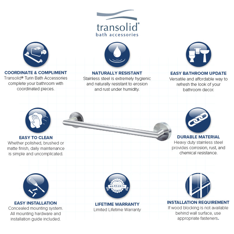 Turin 17.75'' Brushed Stainless Steel Wall Mounted Towel Bar