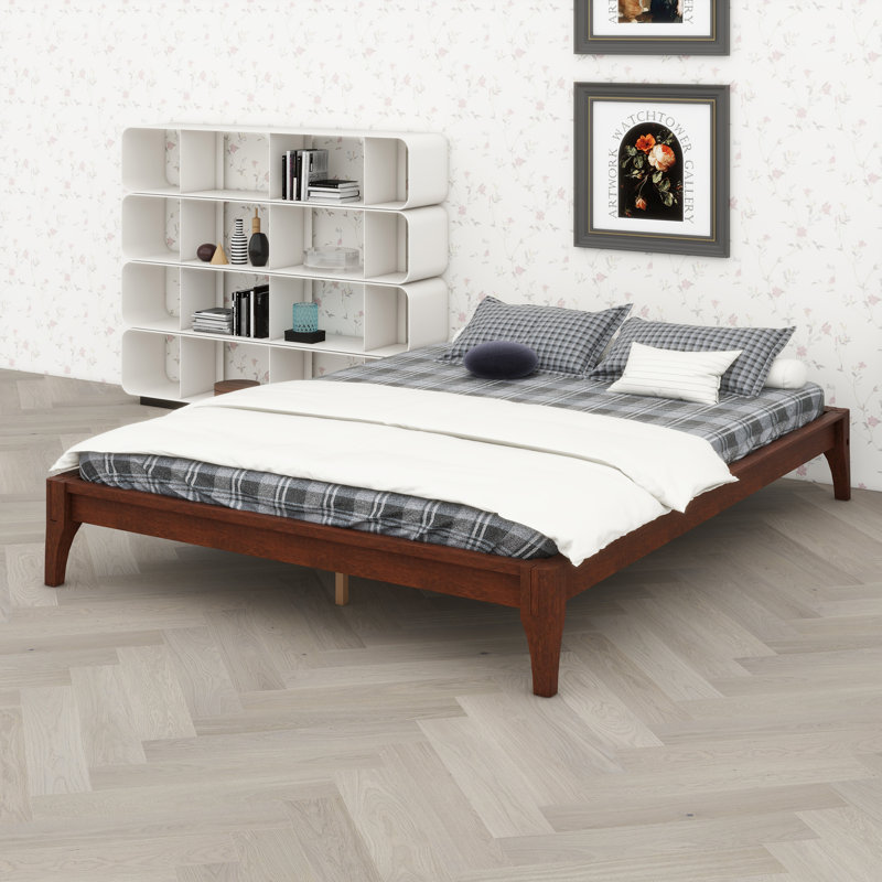 Lit plateforme en bois de bambou massif, Chocolat