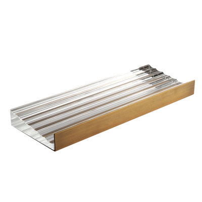 Crystal Pen Tray with Brass Accents – Luxury Clear Pen Holder for Desk