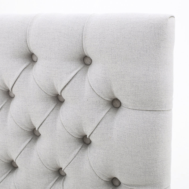 Tête de lit pour grand lit, tissu d'ameublement gris, décoration contemporaine, outils d'assemblage fournis pour chambre à coucher, design moderne, requis