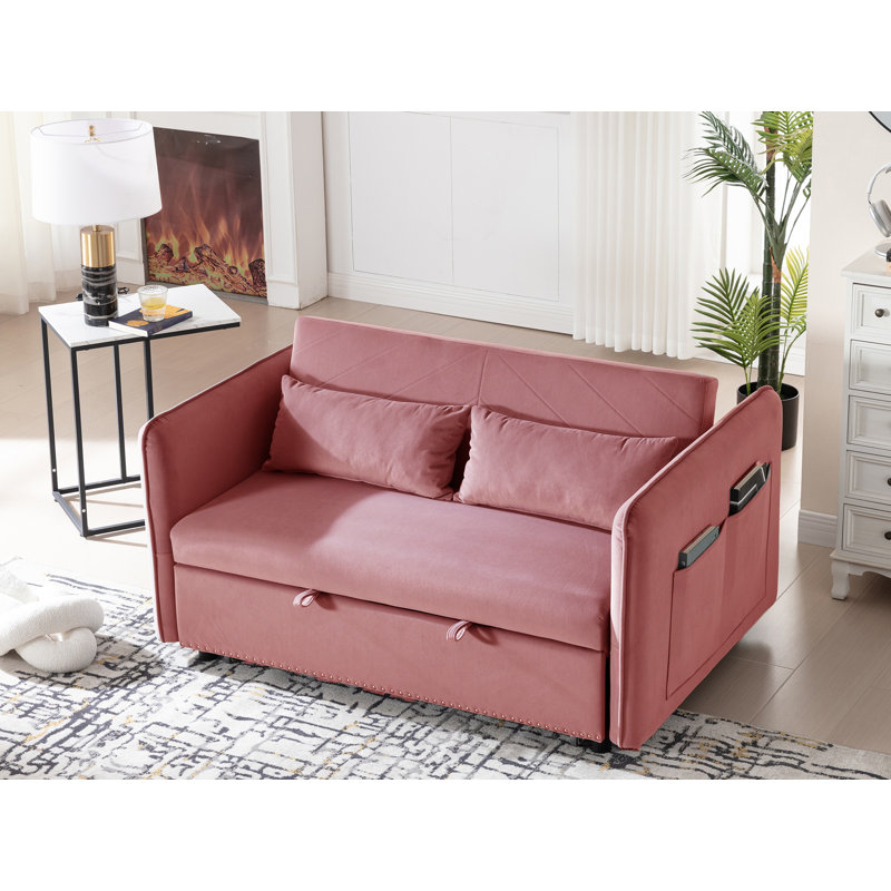 Canapé-lit convertible futon 3 en 1,, Rose