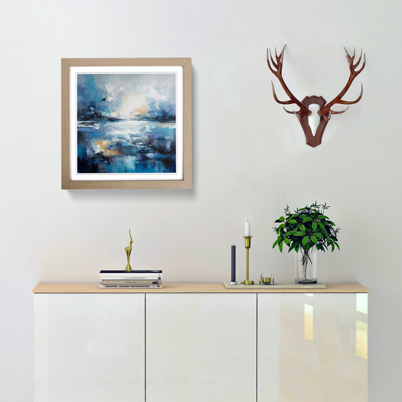 Seascape Abstract No.1 - Single Picture Frame Print on Wood, Oak