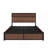 Large raised-pattern storage bed frame, wooden platform bed frame with multiple drawer storage function, bedside socket, brown wood (Queen)