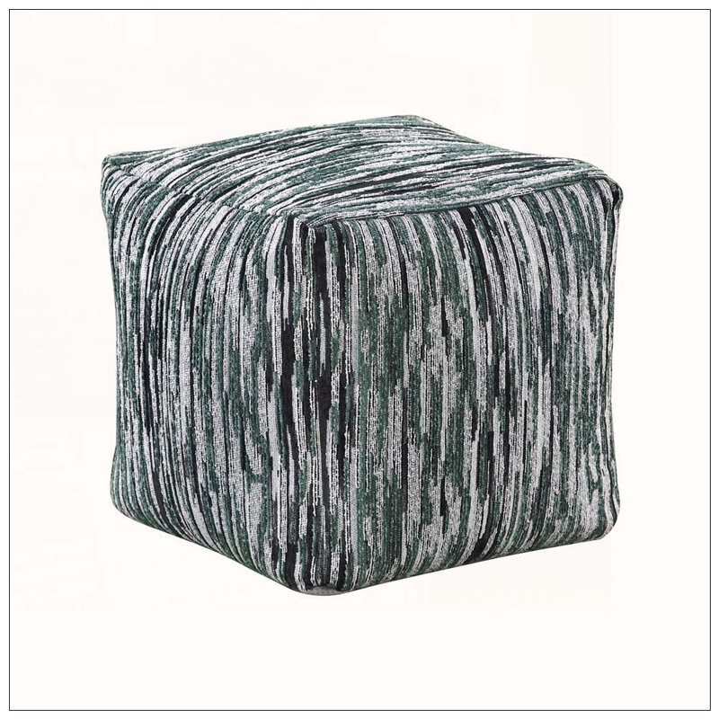 Pouf carré en jacquard avec fond antidérapant, Black