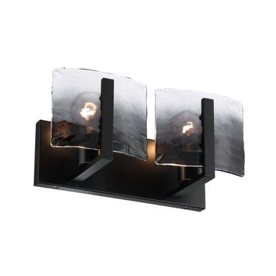 Hogans PW 2 Light Bath Vanity with Hammered Water Glass Shade