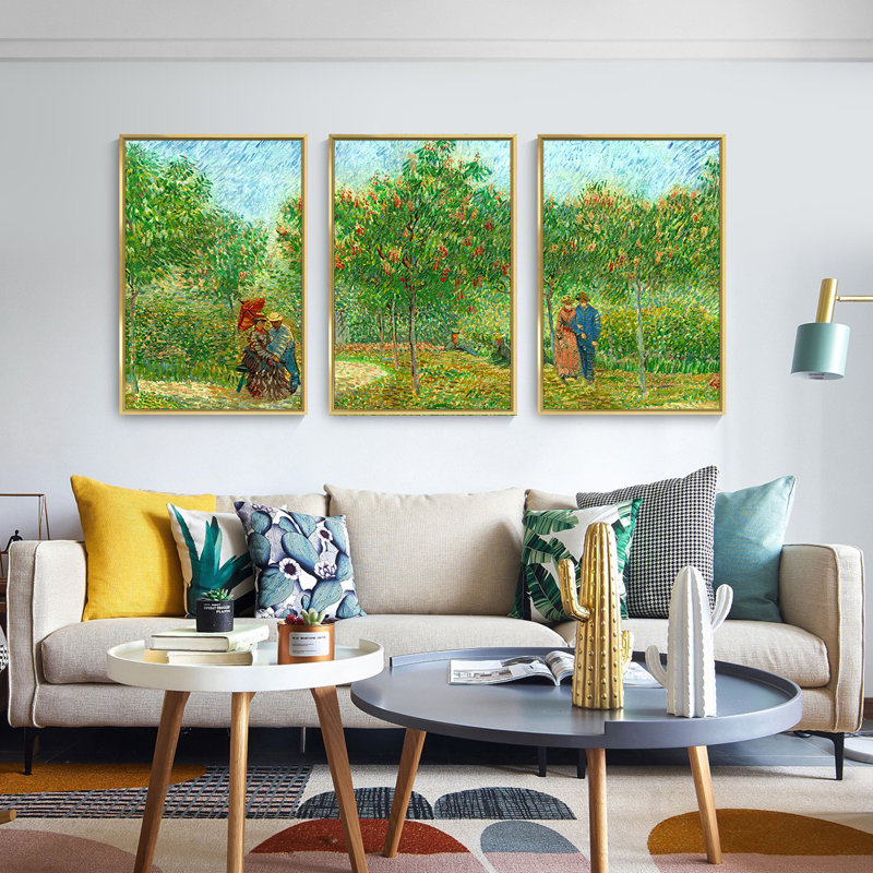 Art mural encadré en aluminium Van Gogh, Doré, H 24,3 po x l 48,3 po x P 1,65 po