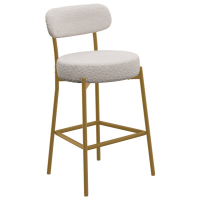 Ensemble de 3 tabourets de bar, tabourets de bar à hauteur de comptoir avec dossier et pieds en métal, chaises à îlot haut avec repose-pieds, Sherpa