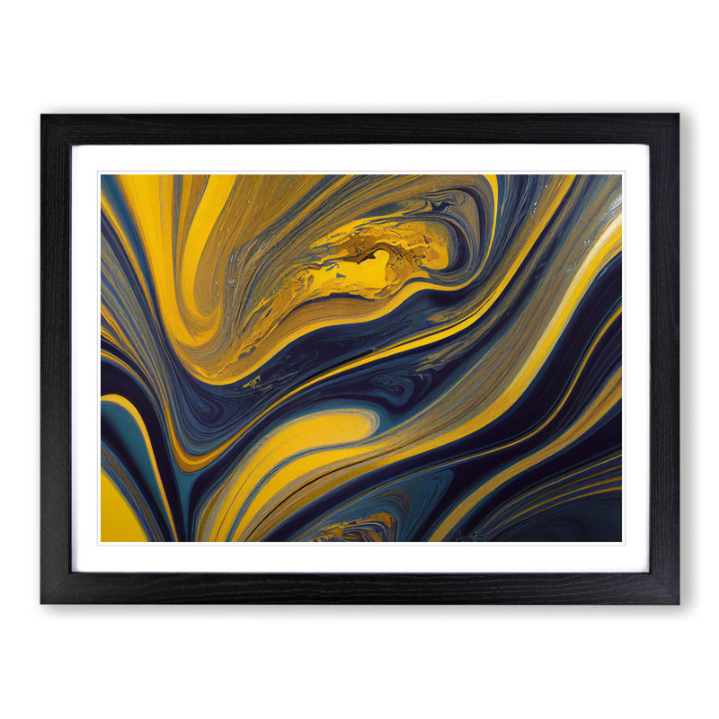 Abstract Marbling Art Vol.1 - Framed Print, Black, 46cm H x 64cm W x 2cm D