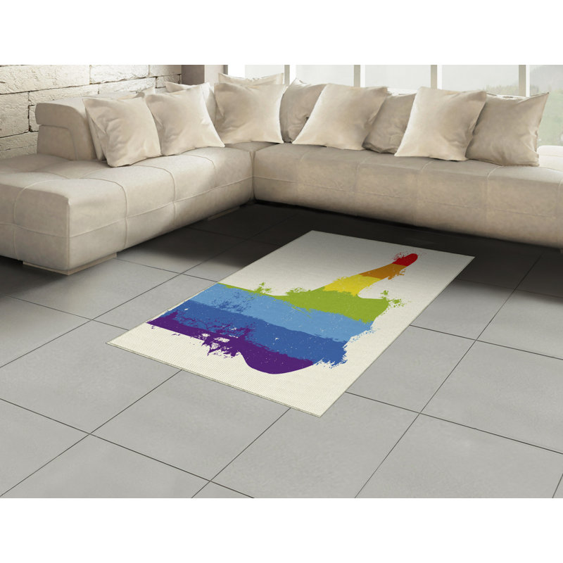 Tapis décoratif en polyuréthane à haute densité Rainbow, Rectangle 2 pi 7 po x 5 pi