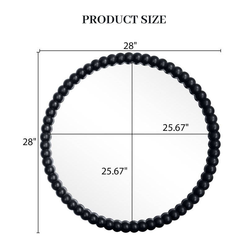Miroir d'appoint Ayde, Noir, 28 po x 28 po