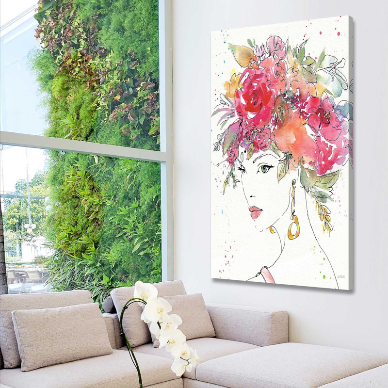 Floral Chiffres II par - Reproduction d'art, Toile tendue, H 30 po x l 18 po x P 1 po