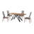 Maser 5 Piece Dining Set in Wood and Metal with Gray Fabric Armless Chairs